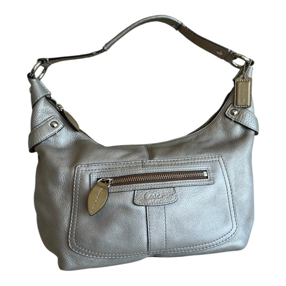 Coach Penelope Pebbled Silver Leather Medium Size Hobo Bag Purse Handbag - Picture 1 of 13